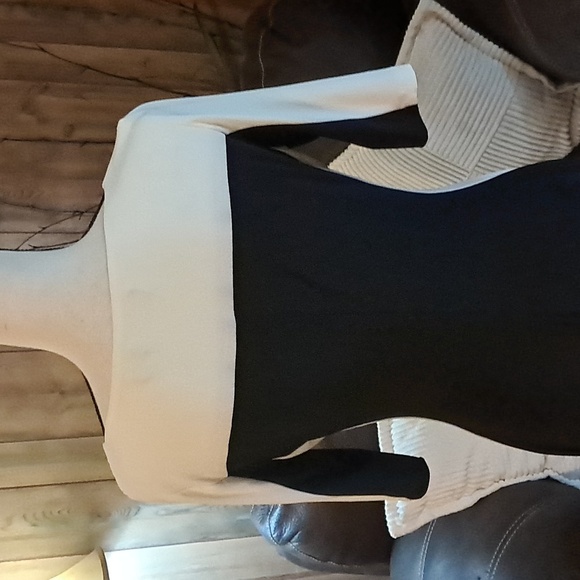 Lauren Ralph Lauren Women Colorblock Dress Side Ruched Black White Size 8 - Picture 6 of 10